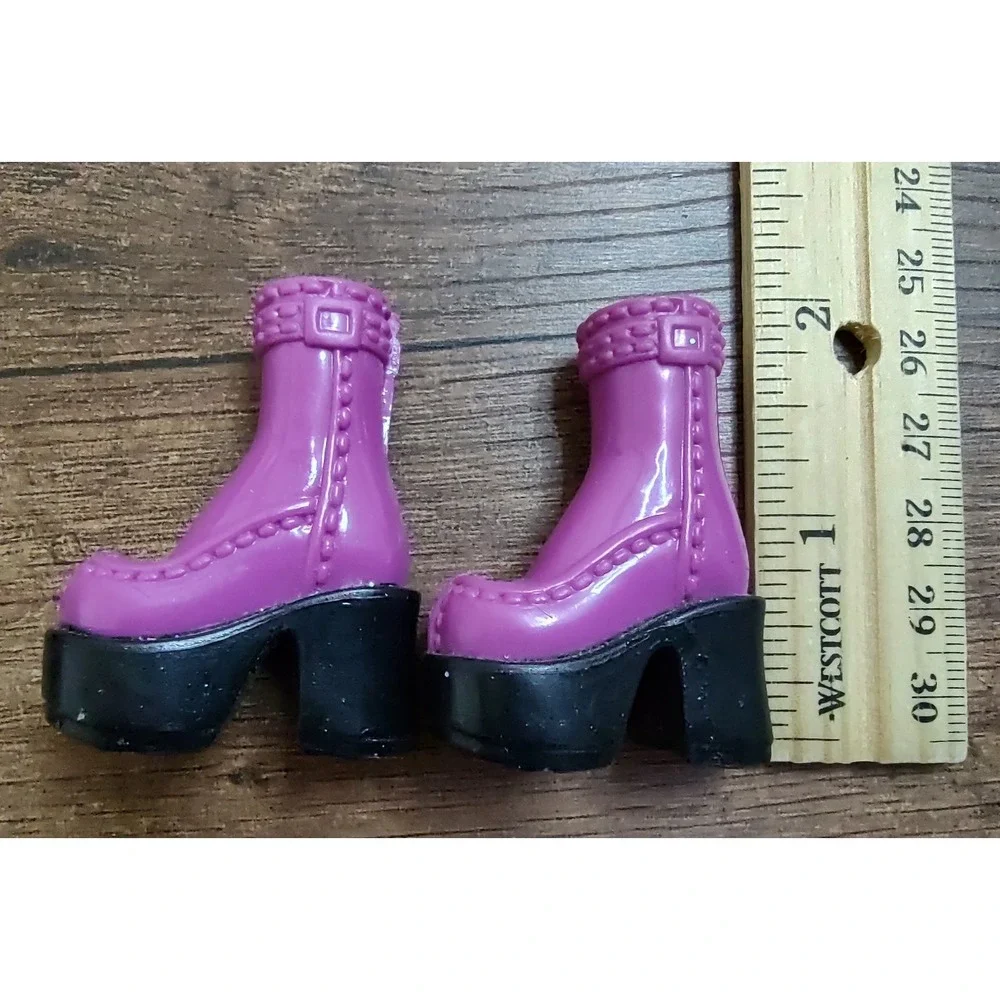 Barbie My Scene Doll Shoes Purple Platform Buckle Stitch Winter Snow Boots Z30